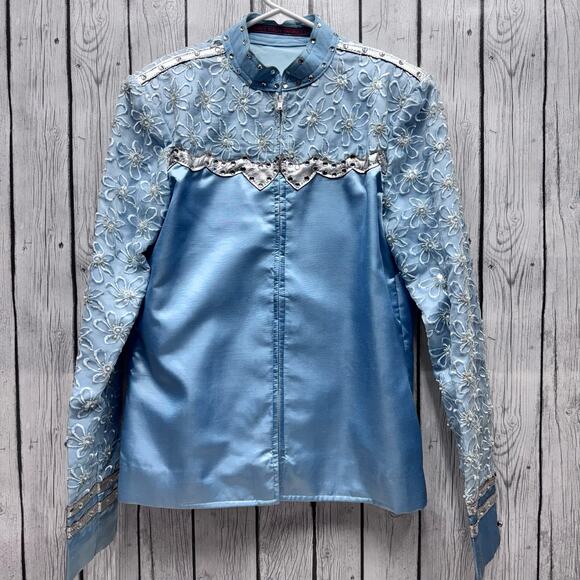 Nancy Voeltz Original Custom Western Show Jacket Baby Blue Size Medium - Picture 2 of 4